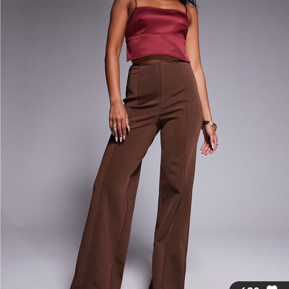 Bandage chocolate straight leg Pants